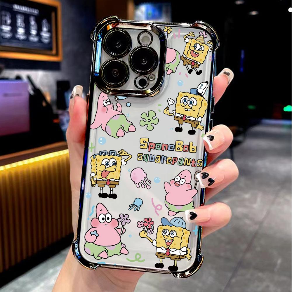 Lovely SpongeBobs New Plating Phone Case For Samsung A36 A16 A06 A35 A55 A25 A26 A05s A15 A54 A34 A24 A14 A05 A13 A73 A53 4G 5G