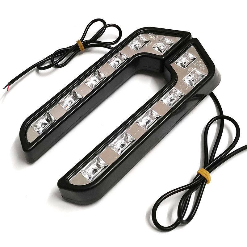 Daytime Running 12V 6 LED Lights L Shaped Driving Lamp Daytime Running Fog Light Waterproof Car LED Lamp Replacement