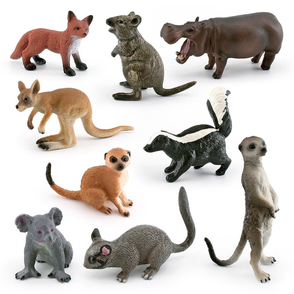 Beautifully Crafted Static Model Animals In Vibrant Colors Red Fox Kangaroo Skunk And Others