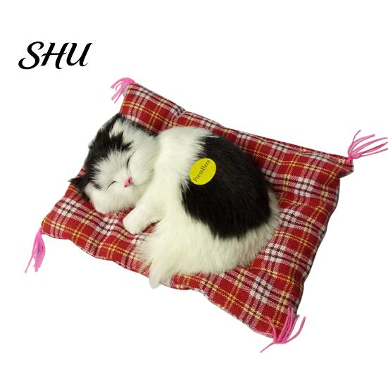 Sleeping Cats Plush Stuffed Toy Press Simulation Sound Animal Cute Doll Kids Gift