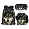 Luxe Nouveauté Particulier Cool Cheval Husky Tigre Impression 3D 3pcs/Ensemble élève Sacs d'école Ordinateur portable Sac à dos de jour Sac à dos Sac à lunch Trousse