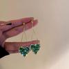 2022 New Personality Fashion Trend French Green Rhinestone Love Tassel Long Earrings Party Zircon Exquisite Gift Wholesale