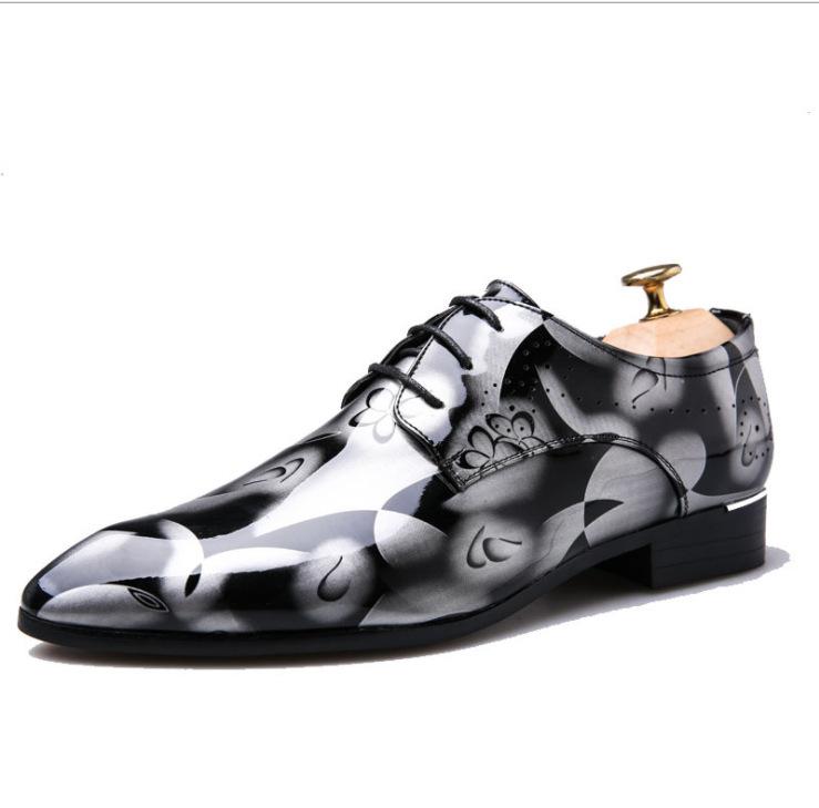 Fashion Office Men Dress Shoes Floral Pattern Men Formal Shoes Leather Luxury Fashion Groom Wedding Shoes Men Oxford Shoes Dress 37-50