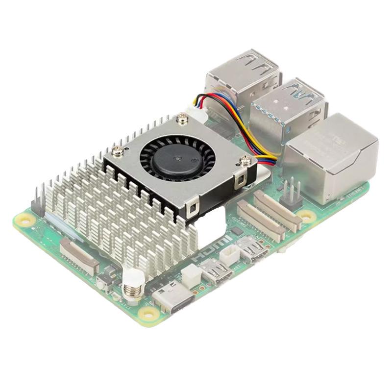 Raspberry Pi 5 Silent Cooling Fan & Aluminum Heat Sink with Fast Heat Conduction
