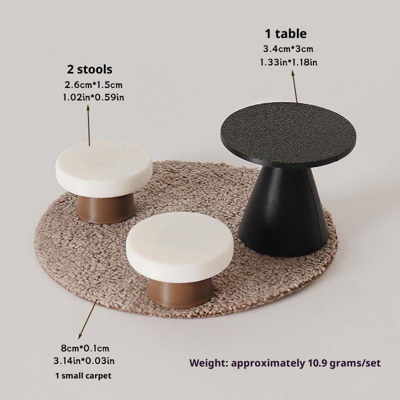 4Pcs Dollhouse Simulation Table Model Ornament Handmade Diy Stool Scene Home Decoration Mini Toys Doll House Accessories