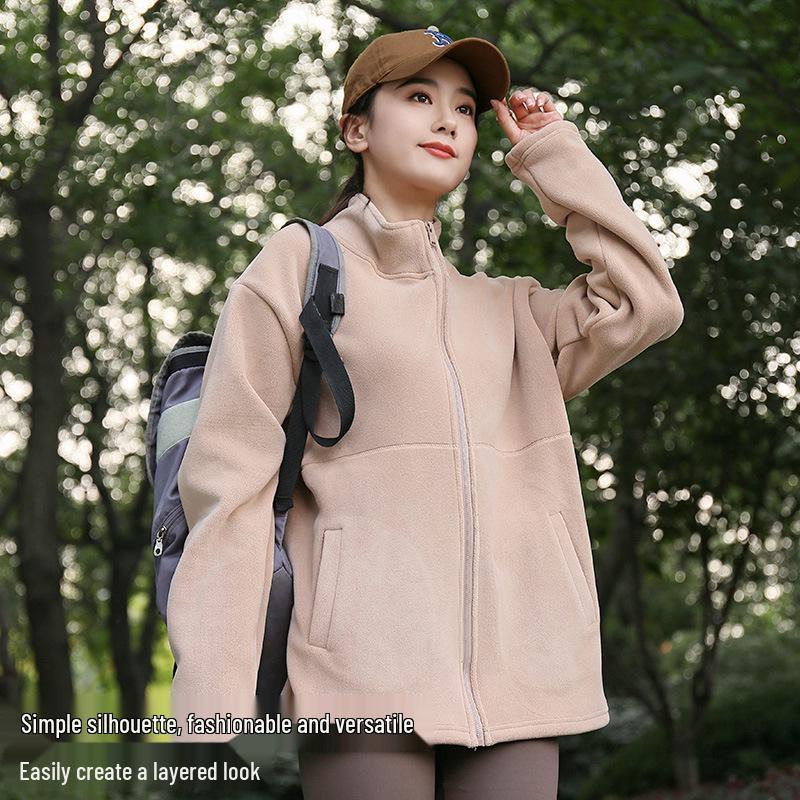 Women's Sherpa Fleece Cardigan Jacket - 2024 Spring/Autumn Collection, Thickened Inner Layer