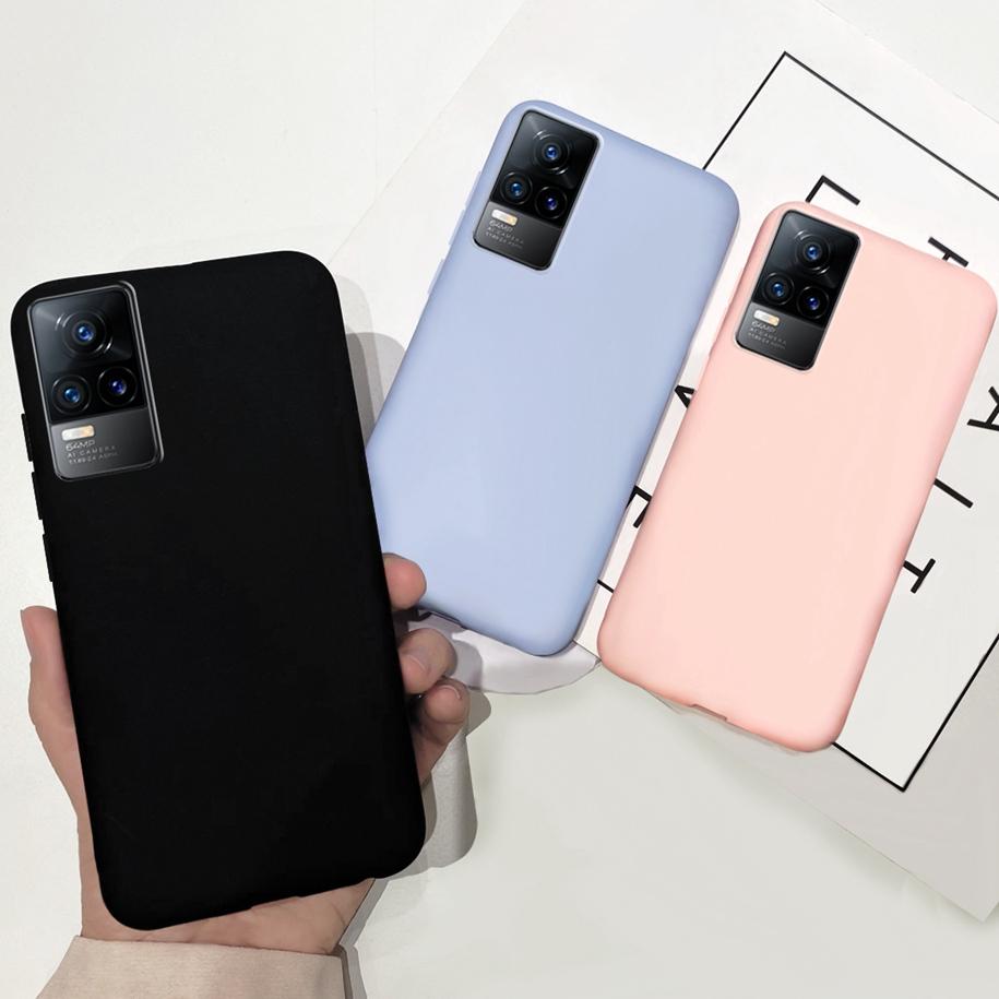 Für Vivo V21 V21e Hülle 2021 Flüssigsilikon Weiches TPU Capa Schlanke Handy-Rückabdeckung Für Vivo V21 5G V2050 VivoV21e V2061 Funda 6.44"