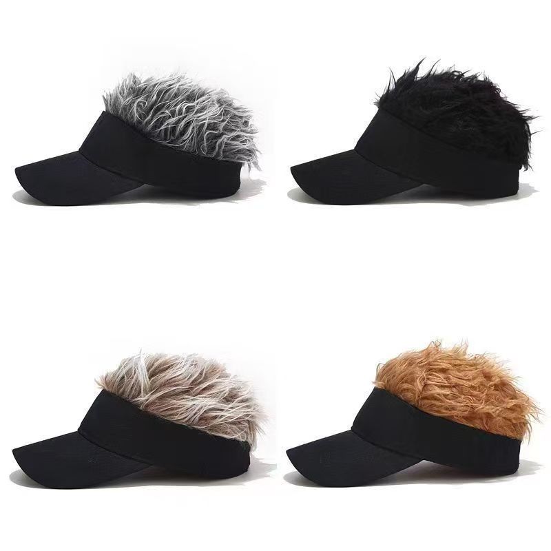 Men Synthetic Short Hair Baseball Cap Spiked Hair Wig Hat Fake Hair Adjustable Sun Protection UV Blocking Visor Fancy Performance Hip-Hop Headwear