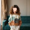 Girls' Cute Octopus Pattern Knitted Sweater - Autumn/Winter Fashion Pullover for Kids