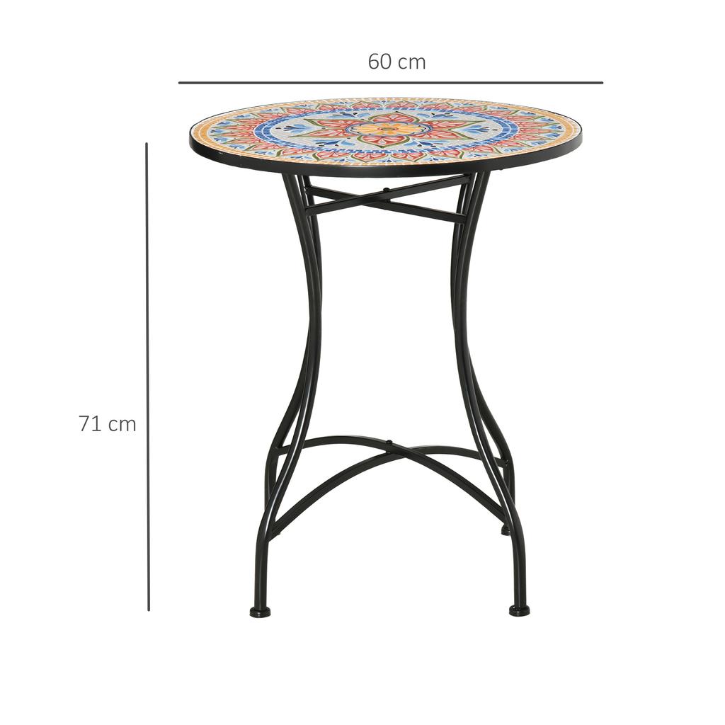 Tavolo da Patio da Esterno in Mosaico diametro 60cm - Rosso