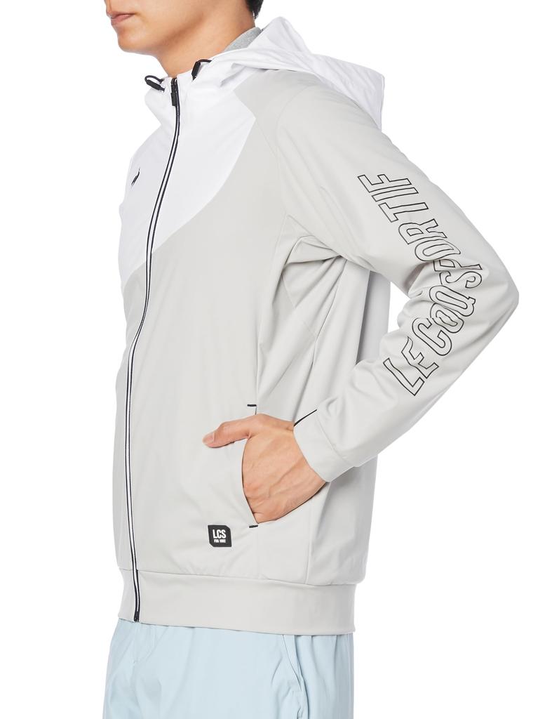 Coq Sportif Full Zip Cut and Sew Water Repellent Windproof Hooded Sporty Golf QGMWJL52 GY00 L [Le Golf] [Stretch Forcer] Men's (Gray)