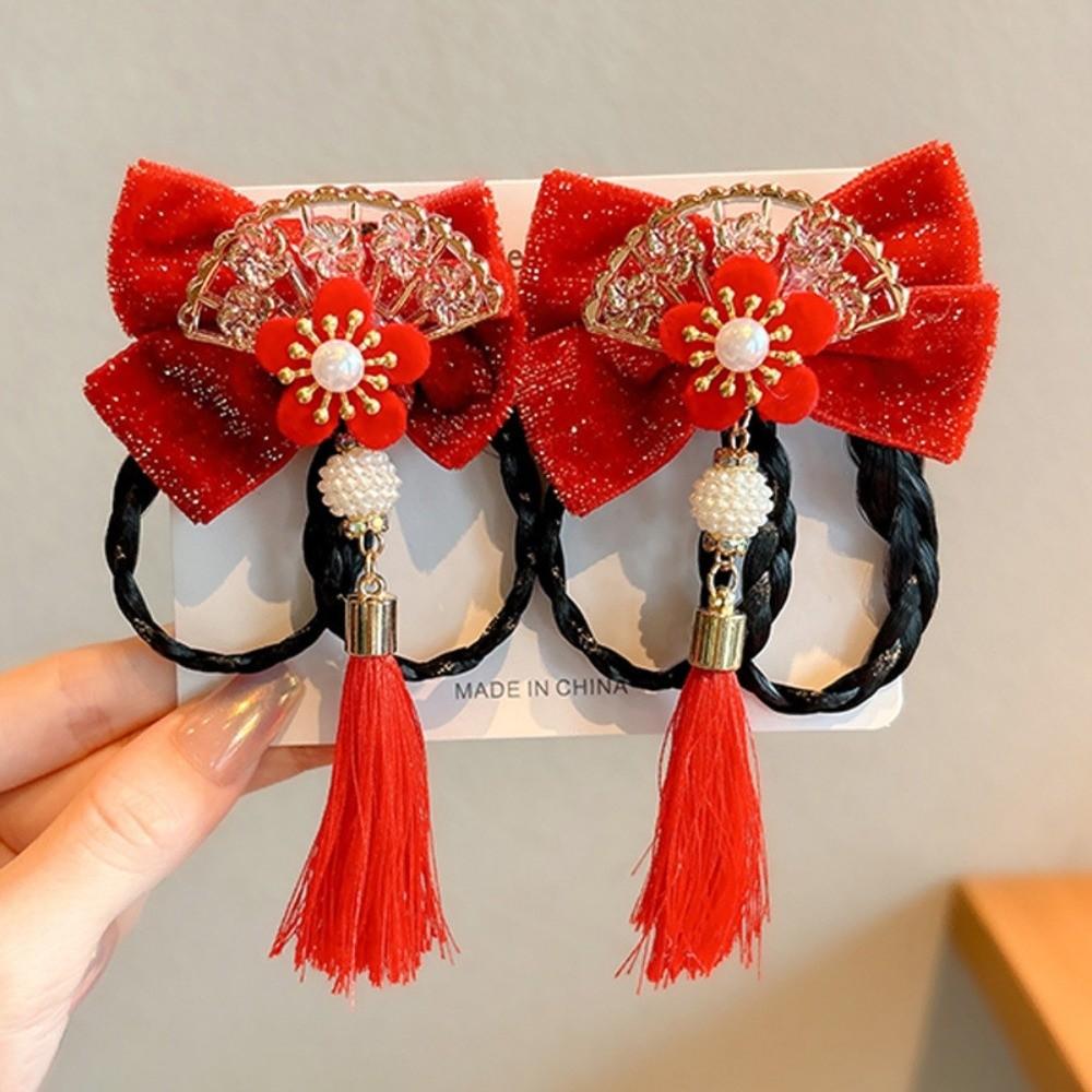 Tassels Japanese Kimono Headwear Bow New Year Bow Hairpin Chinese Tassel Fan Hairpin  Decorations