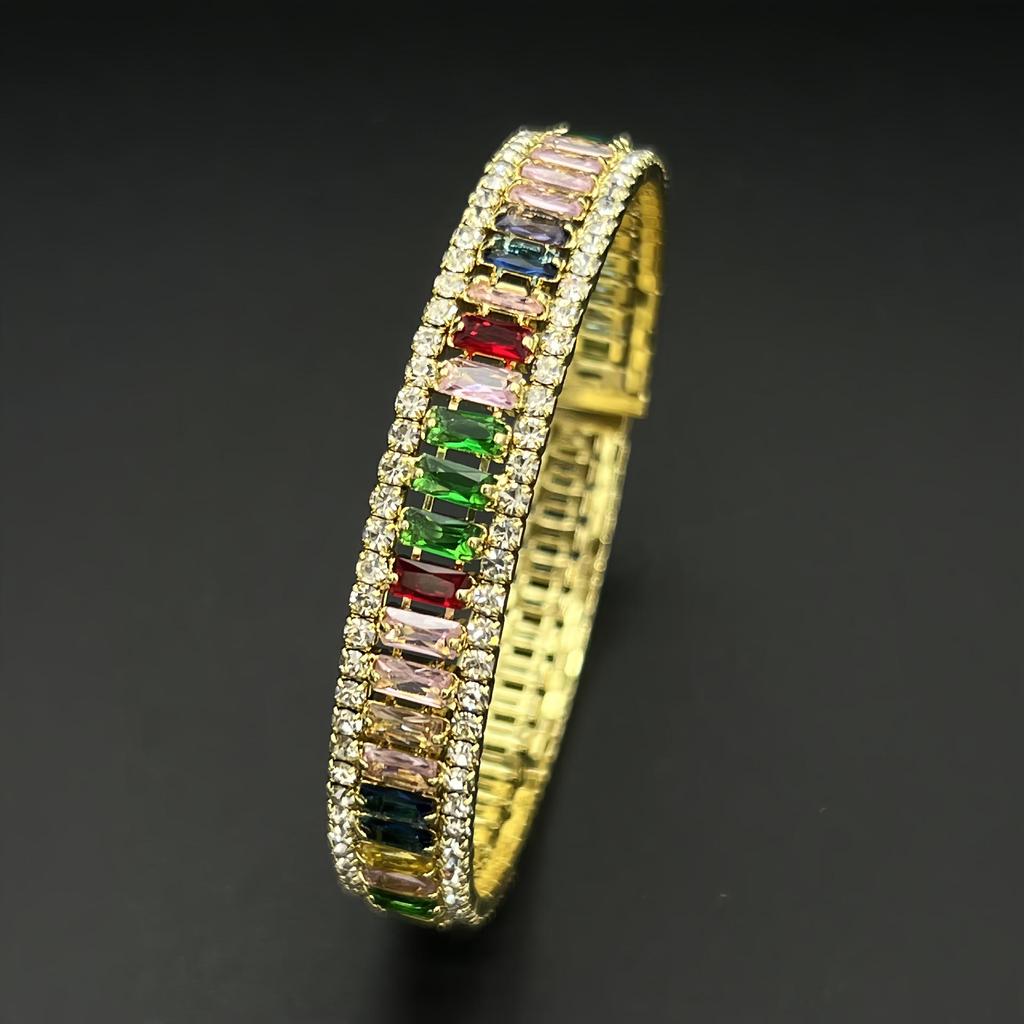 Cross-Border Elegant Round Full Diamond Adjustable Bracelet for High-End Events