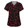 Women's Fashion V-neck Short Sleeve Workwear With Pockets Printed Tops