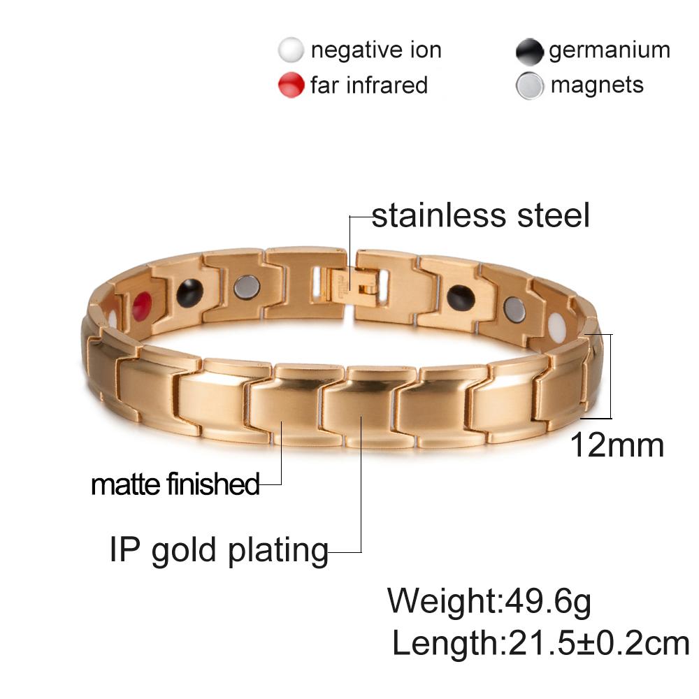 Vinterly Black Blue Bracelets Men Stainless Steel 12mm Wrist Band Magnetic Health Energy Magnet Benefits Jewelry Male Germanium