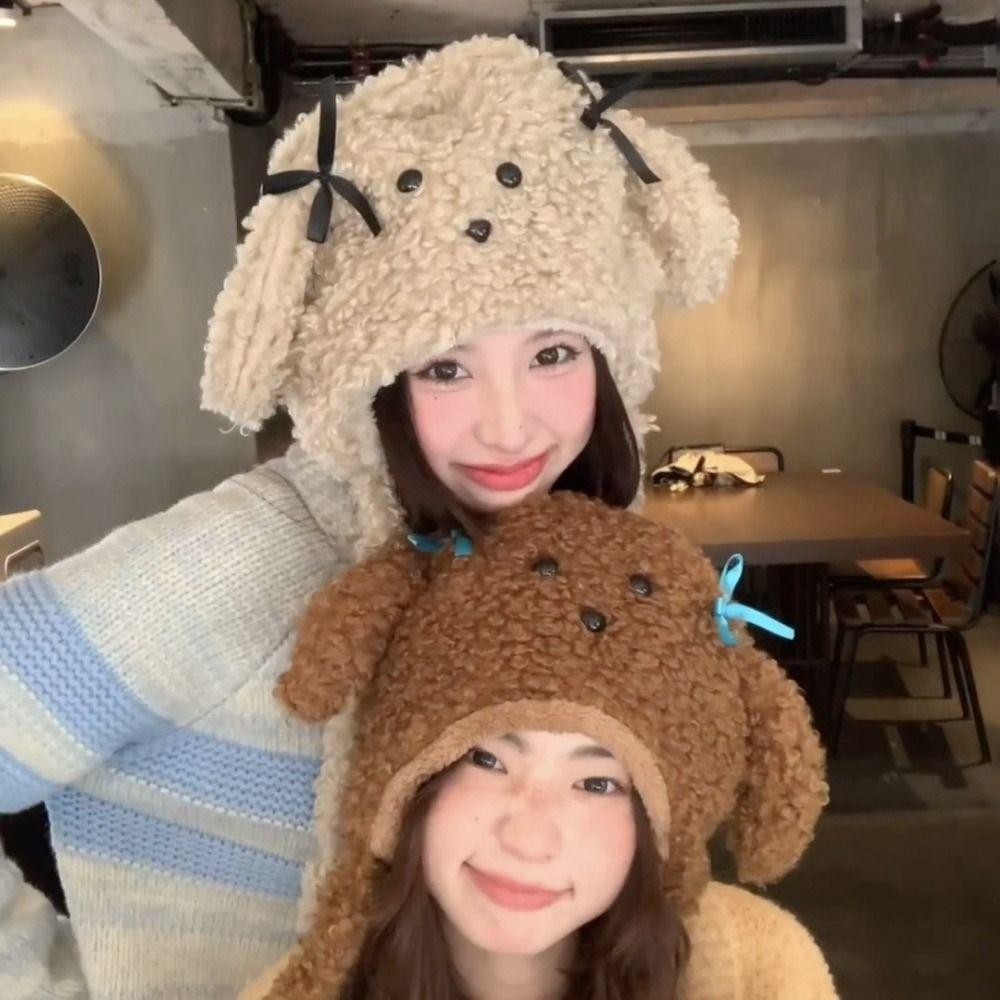 

Animal Cartoon Fleece Gloves Scarf Ear Protection Hat Cute Plush Puppy Hat Kid Khaki Scarf