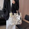 [hgTUP] Snoopy Tote Bag, Canvas Tote Bag, Large Capacity, Snoopy Shoulder Bag, Canvas Tote Bag with Zipper and Interior Pocket, Eco Bag, Meeting Bag,