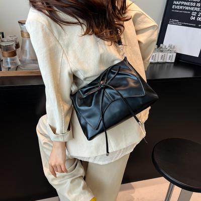 Pearlescent Sweet Literary Bow 2025 Spring Ballet Style Large Capacity Simple and Elegant Shoulder Messenger Bag