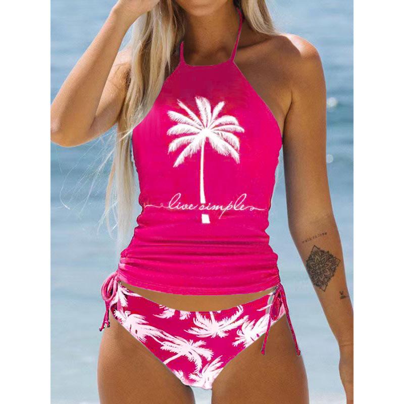 Plus Size Sexy Printed Bandage Bikini - Tummy Control Swimwear for Women