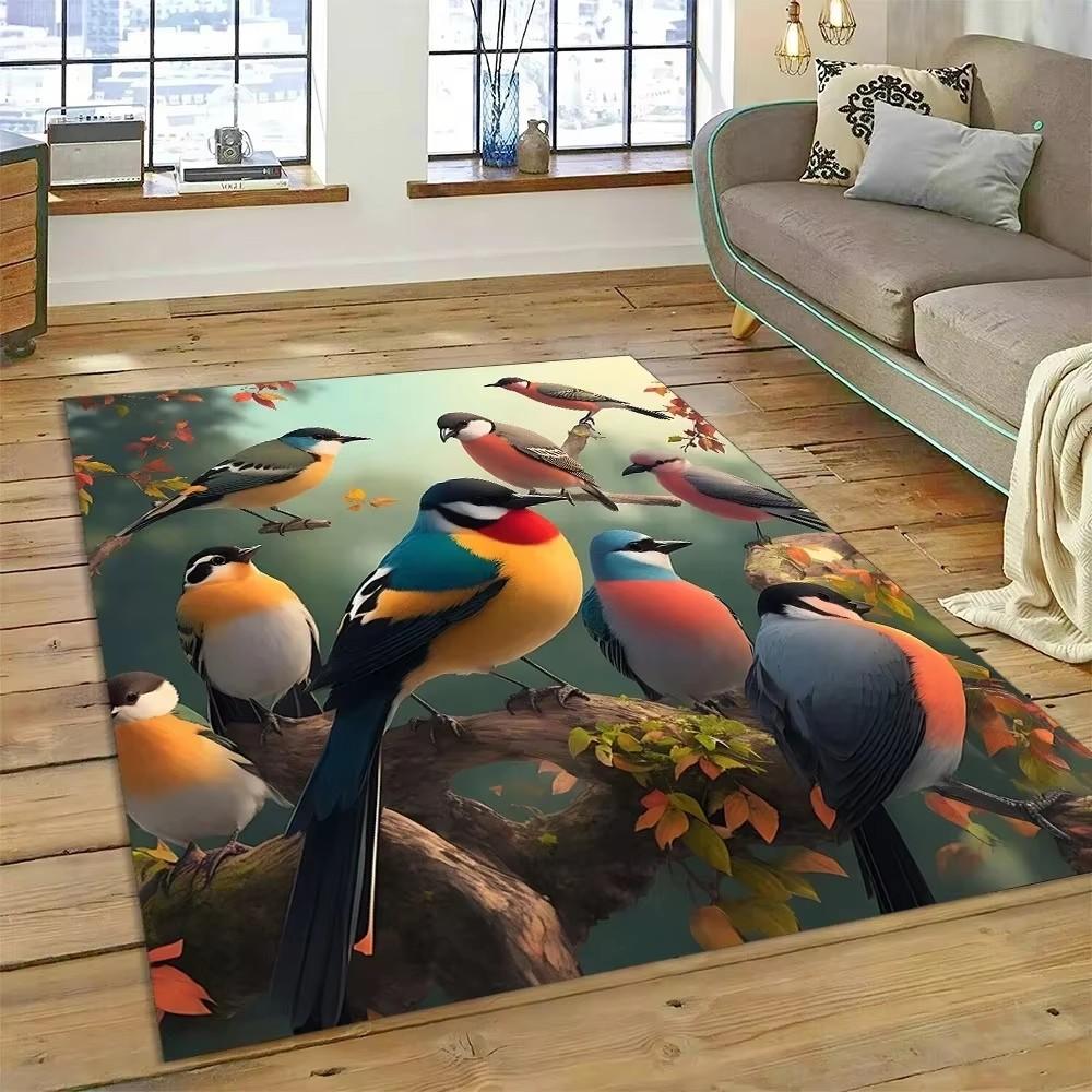 Cute Dream Bird Parrot Peacock Carpet Living Room Bathroom Decor Rug Mechanical Washable Mat Non-slip Floor Mat Entrance Doormat