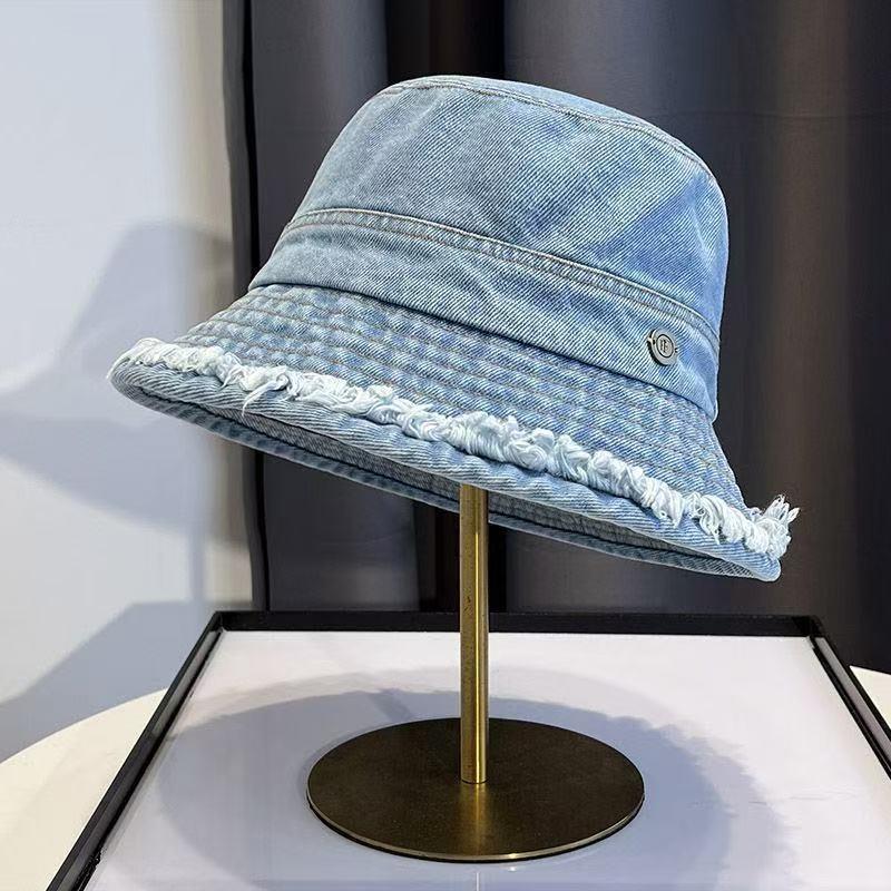 Korean Vintage Distressed Bucket Hat - Frayed Shade, Cloth Face Slimming Design Hats Women Spring Autumn