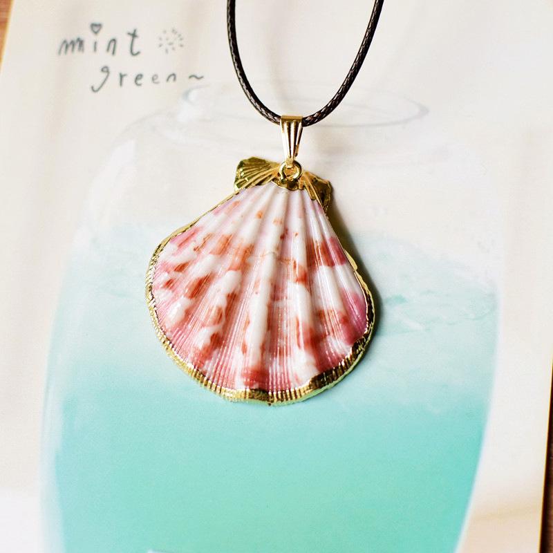 1 Piece 120Cm Leather Rope Strap Necklace Bohemian Style Natural Shell Conch Pendant For Women Beach Vacation Party Jewelry