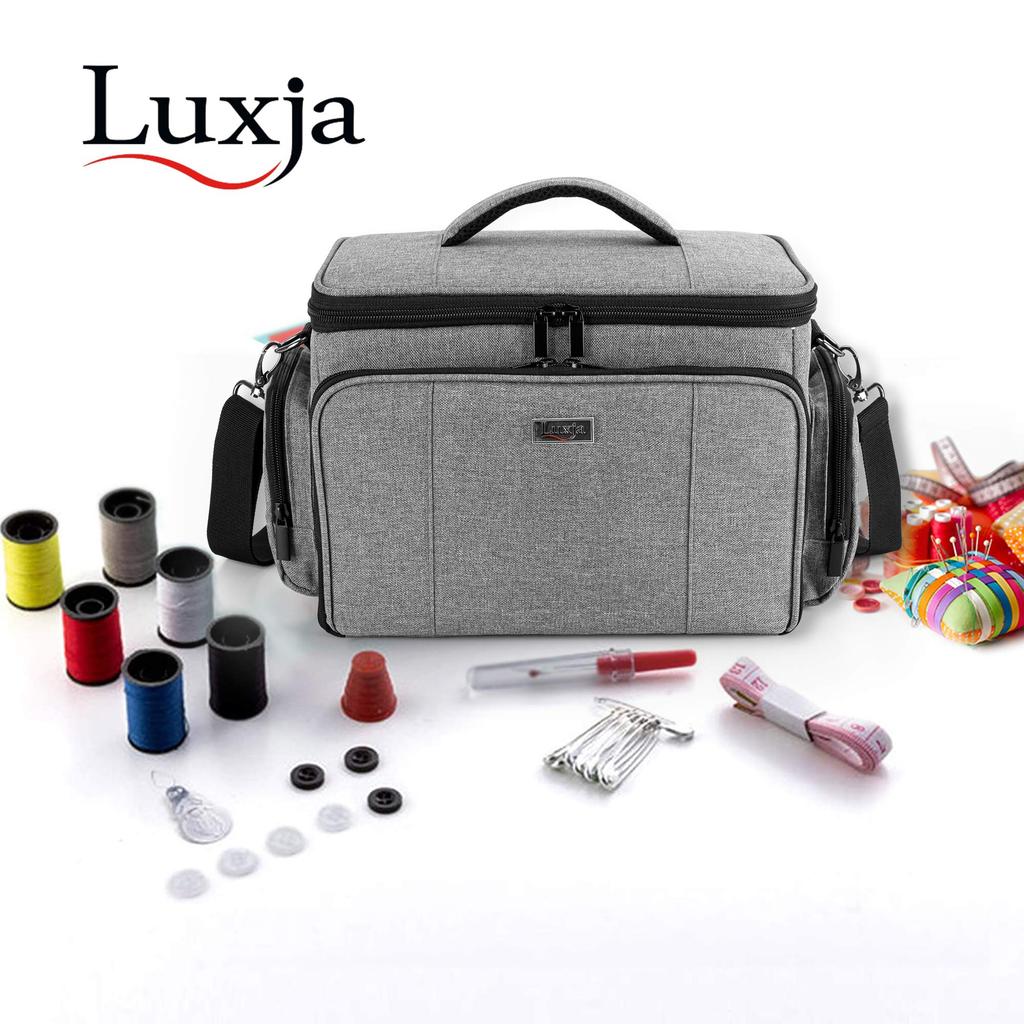 Luxja Sewing Large Capacity with Shoulder for Sewing Tool Storage and Bag Gray Box/Sewing Bag, Strap, Transport, Only,