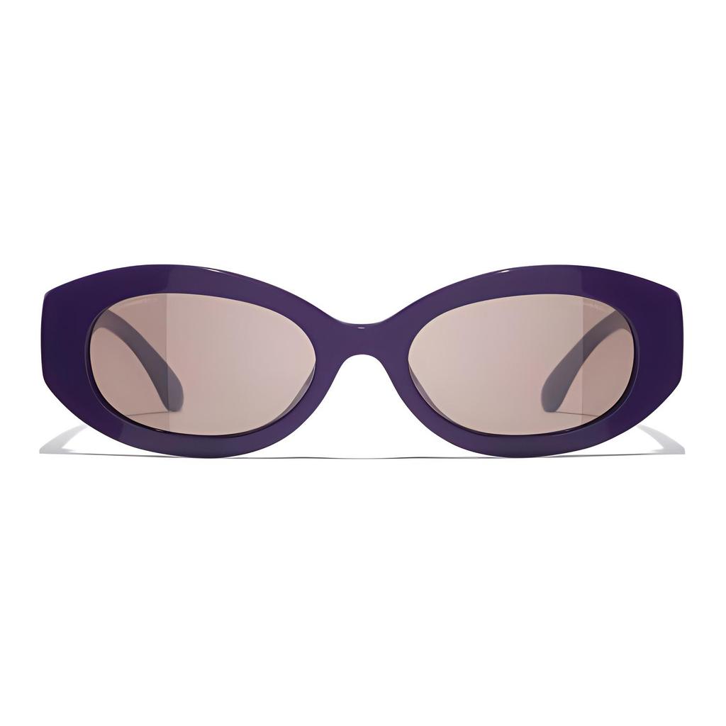 Chanel Logo Oval Sunglasses Unisex Sunglasses Purple A71634X02110S5853