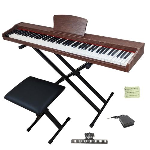 Longeye MOLD2 Wooden Digital Piano (Set of 3) with Stand and Chair, Japanese Language Instructions, Dual Headphone Use, MIDI Port Support, 10mm Stroke