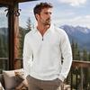School Wear for Men Quarter-Zip Sweatshirt, Long Sleeve Turndown Collar Outdoor Sports Pullover Solid Color Shirt Fall Winter Comfortable Daily