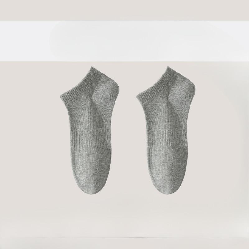 

Мужские летние носки из чистого хлопка, антибактериальные и впитывающие пот, летние короткие носки, спортивные хлопковые носки, черные и белые 1 pair серый