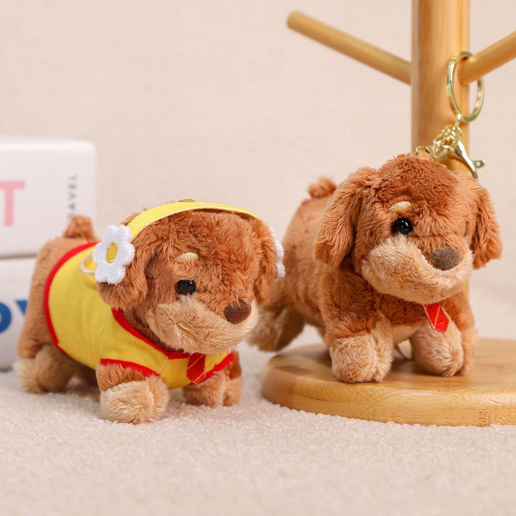 Plush Dachshund Dog Keychain With Tie Design For Girls Bag Decoration And Gift