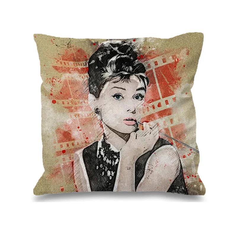 Audrey Hepburn Kissen Stuhlkissen Heim und Dekoration Doppelbettwäsche Kissenbezug Dekor 40x40 Kissenbezüge Dekorative Hülle