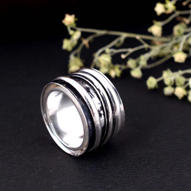 Long Arthritis Splint Ring – Silver Adjustable Thumb Ring, Handmade Therapy Band