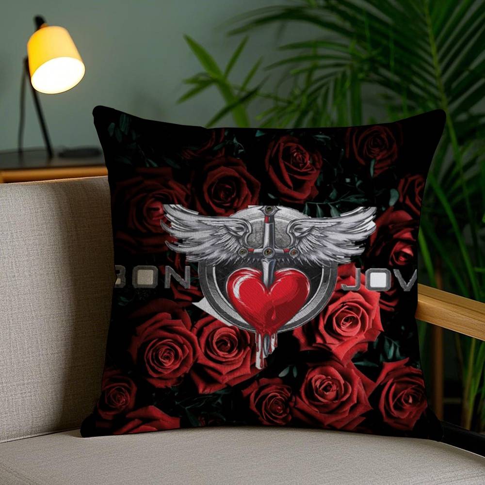 B-Bon J-Jovi Band Kussenhoes Bank Korte Pluche Dubbelzijdig HD Print Kamer Huis Kantoor Cadeau Kussenhoes