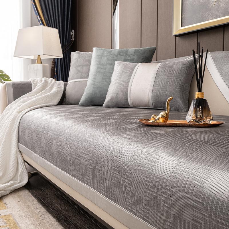 

Ice Silk Sofa Cushion Leather Light Luxury Summer Non-Slip Seat Cushion Modern Simple Sofa Cover 70*70