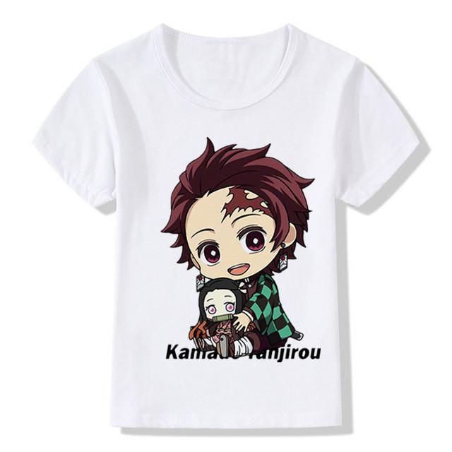 

Fashion Summer Cartoon Ghost Slayer Anime Kids T-Shirt Loose Short Sleeve White Female Y2K Tops Graphic T Shirts Woman Blouses S
