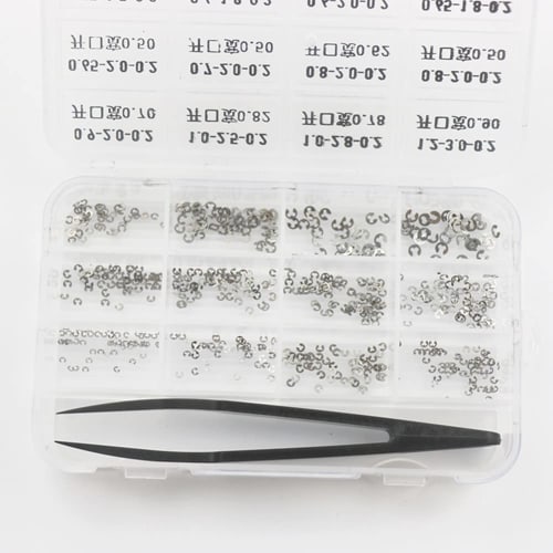 2023 360Pcs 12 Types of Stainless Steel Circlips E-Clips Watch Movement Parts Repair Kit Watch Snap Rings Latch Pusher
