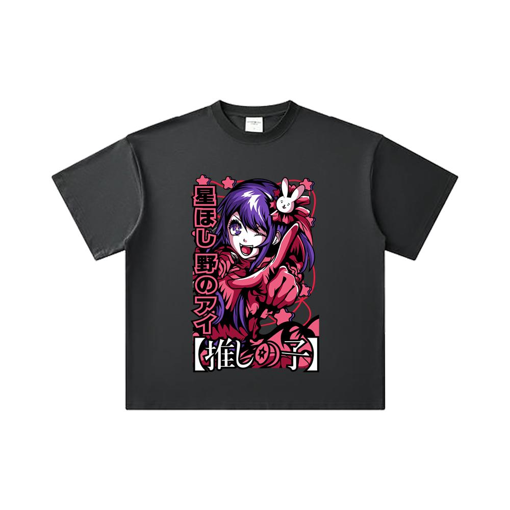 260 GSM Double Yarn 32 Count 100% Cotton Oshi No Ko V2 Print Unisex Heavy Cotton T Shirt