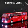1:32 Scale Passenger Bus Model Toy Car 5 Doors Opened Alloy Diecast Sound Light Simulation Creative Toys Models Present for Boys
