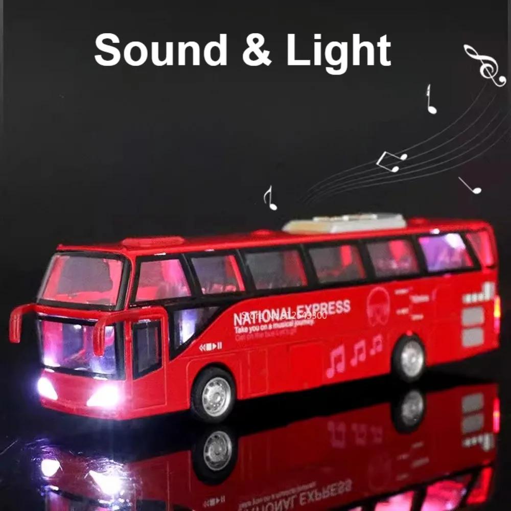 1:32 Scale Passenger Bus Model Toy Car 5 Doors Opened Alloy Diecast Sound Light Simulation Creative Toys Models Present for Boys