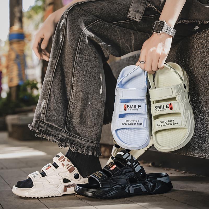 Slippers men's 2025 new summer wear soft bottom stepping on shit feeling leisure outdoor sports wading men's beach shoes tide