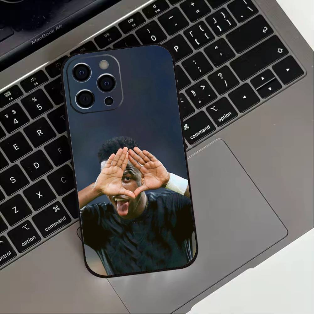 Football Player V-VINI J-JR  Phone Case For iPhone 17,16,15,14,13,12,11 Plus,Pro Max,XS,Soft Silicone Black Cover