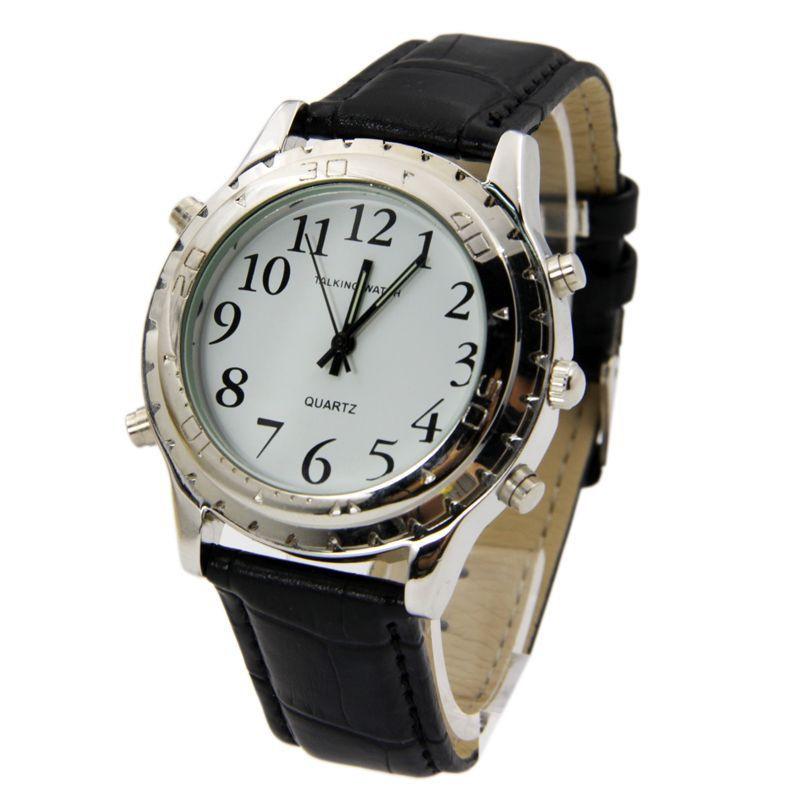 Friendly Analog Blind Elderly Report Time Watch Quartz Stainless Steel Supplies