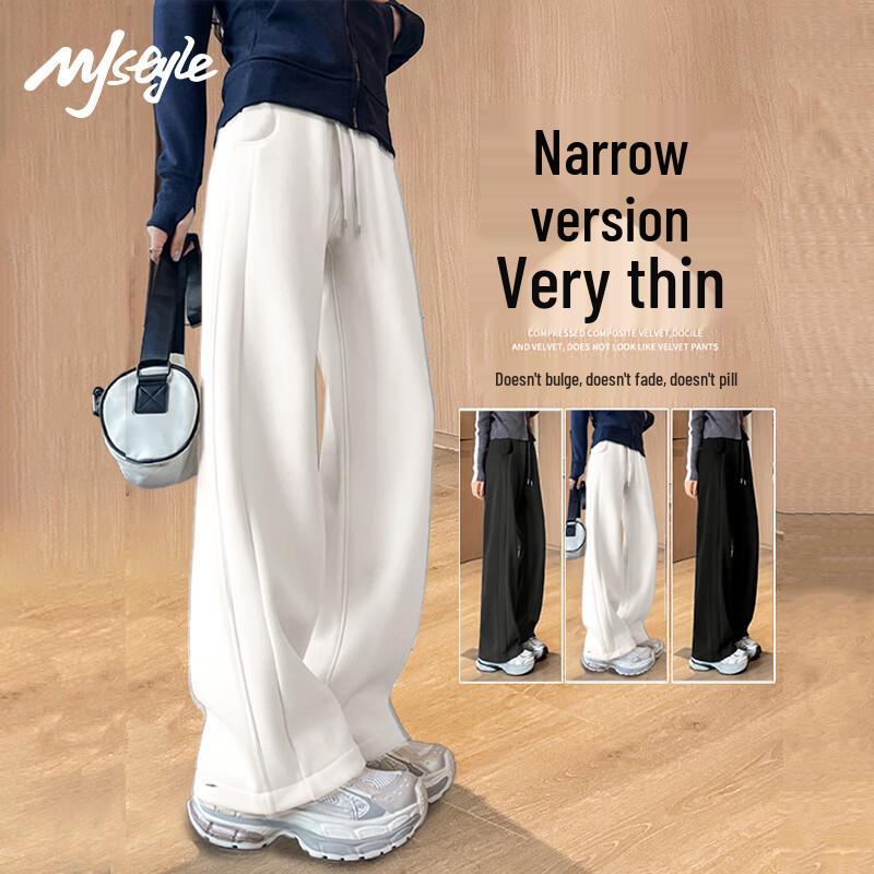 MJ STYLE Women s High-Waist Narrow Straight-Leg Casual Pants S