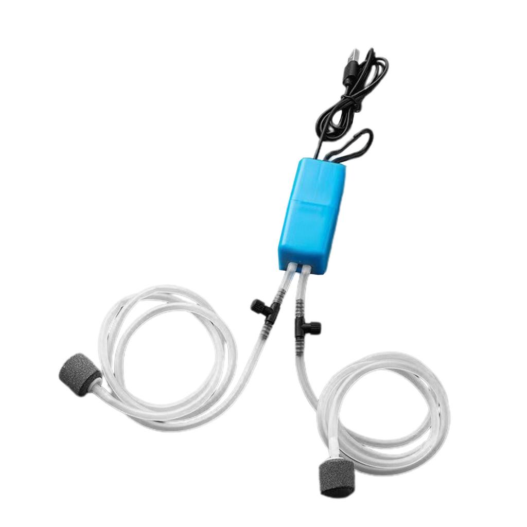 USB Fish Tank Oxygen Pump Portable Silent Double Outlet Mini Fishing Oxygen Air Pump for Home Aquari