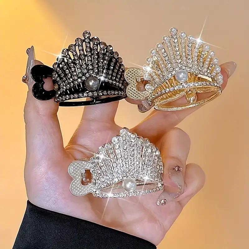 High-grade Crown Black High Ponytail Small Clip Headdress Female Summer Hairpin Back Head Anti-collapse Fixed Artifact Hairpin