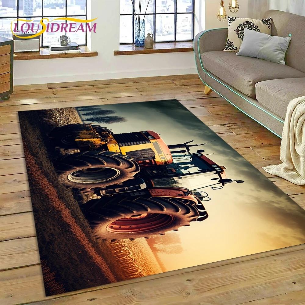 Retro Tractor Car 3D Truck Rug Carpet for Living Room Bedroom Home Decor,Floor Mat Non-slip Decoration for Sofa Doormat Kid Gift