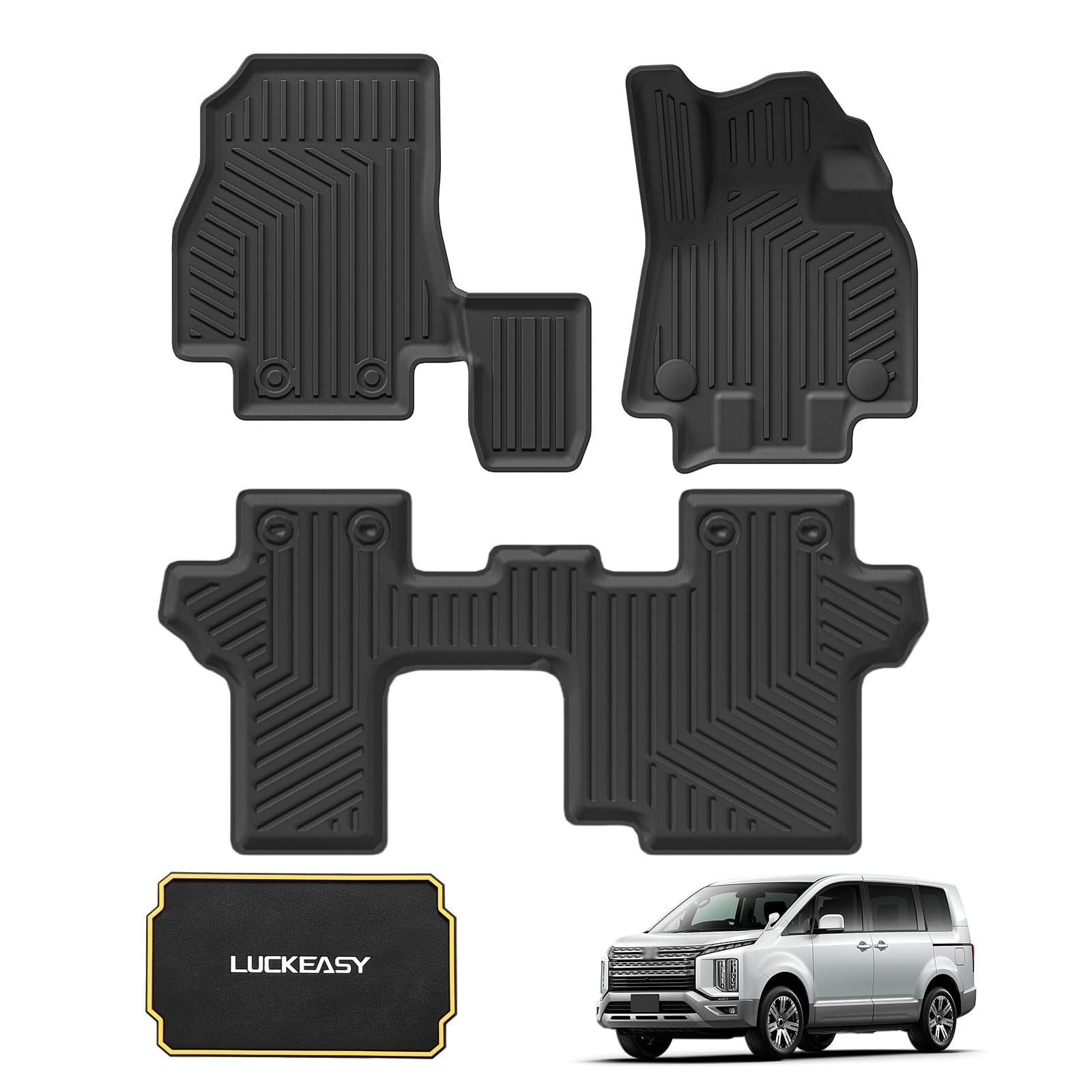 

LUCKEASY Специальные 3D коврики для Mitsubishi Delica D5 CV1W Февраль 2019 Листовые Легкая установка Водонепроницаемые Устойчивые к пятнам 3D коврик для автомобиля Материал TPE 3D чёрный