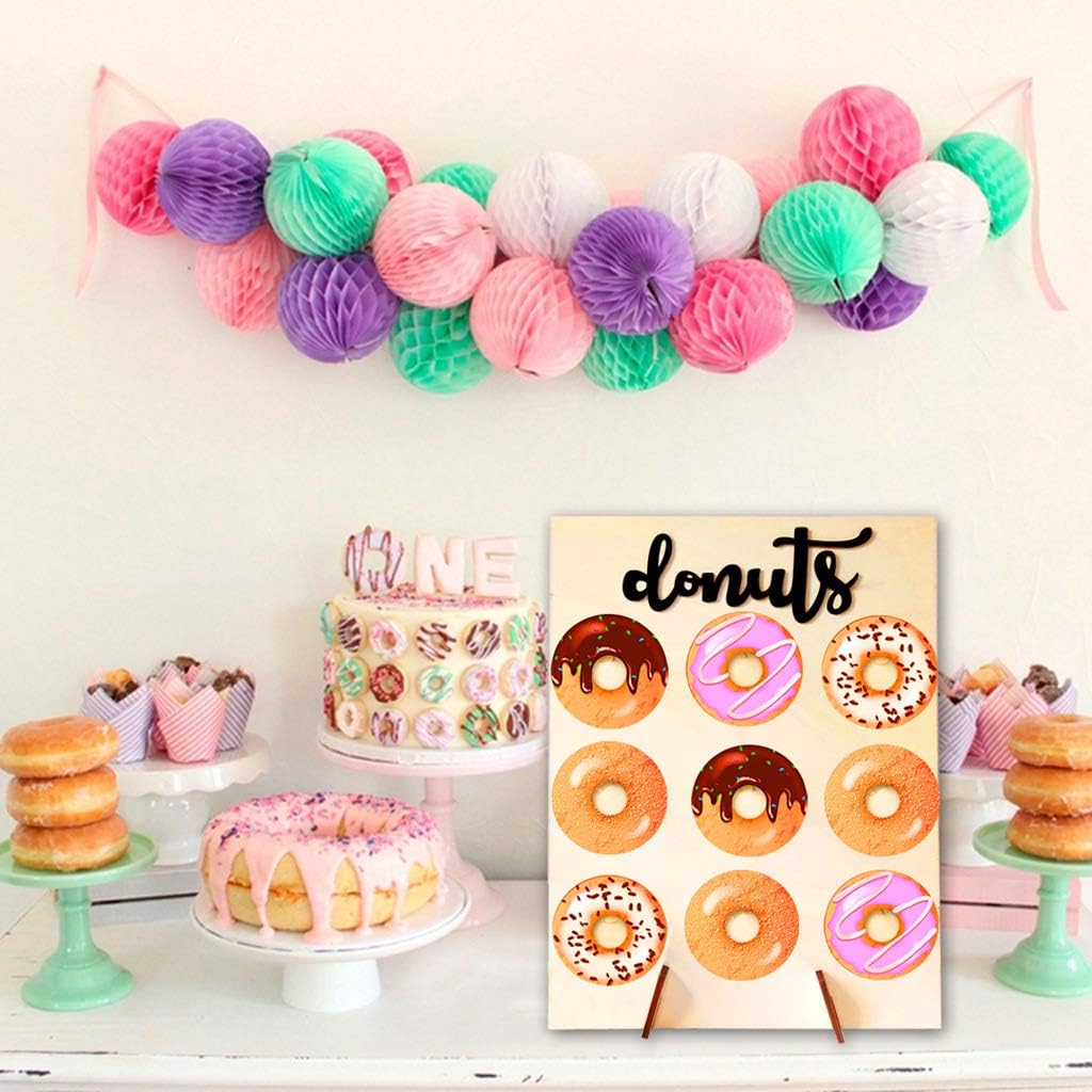 Donut Display Stand Wood Doughnuts Wall Stands Display board for Wedding Party Decoration